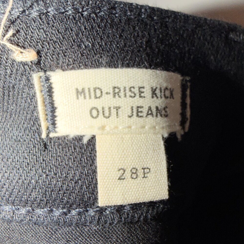 Madewell Mid-Rise Kick Out Crop Jeans 28P Black Magic Stretch Denim Petite - Picture 6 of 8